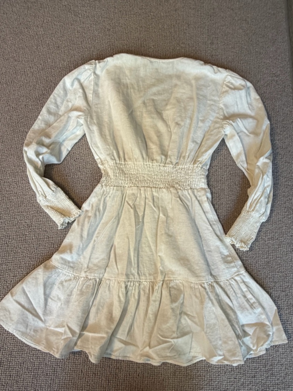 Zara Women’s White Linen Dress (Size XS) - Picture 6 of 7